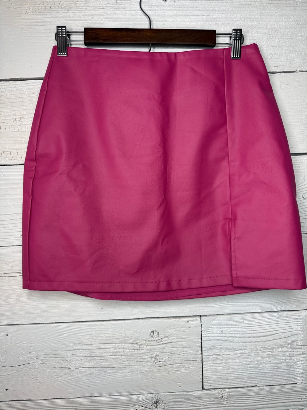 Le Lis Hot Pink Faux Leather Mini Skirt
